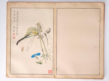 An album with 15 paintings, Qing dynasty (1644-1912). Signed Cao Qi.