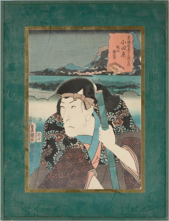 KUNISADA TOYOKUNI III, träsnitt, 3 st, 1800-tal.