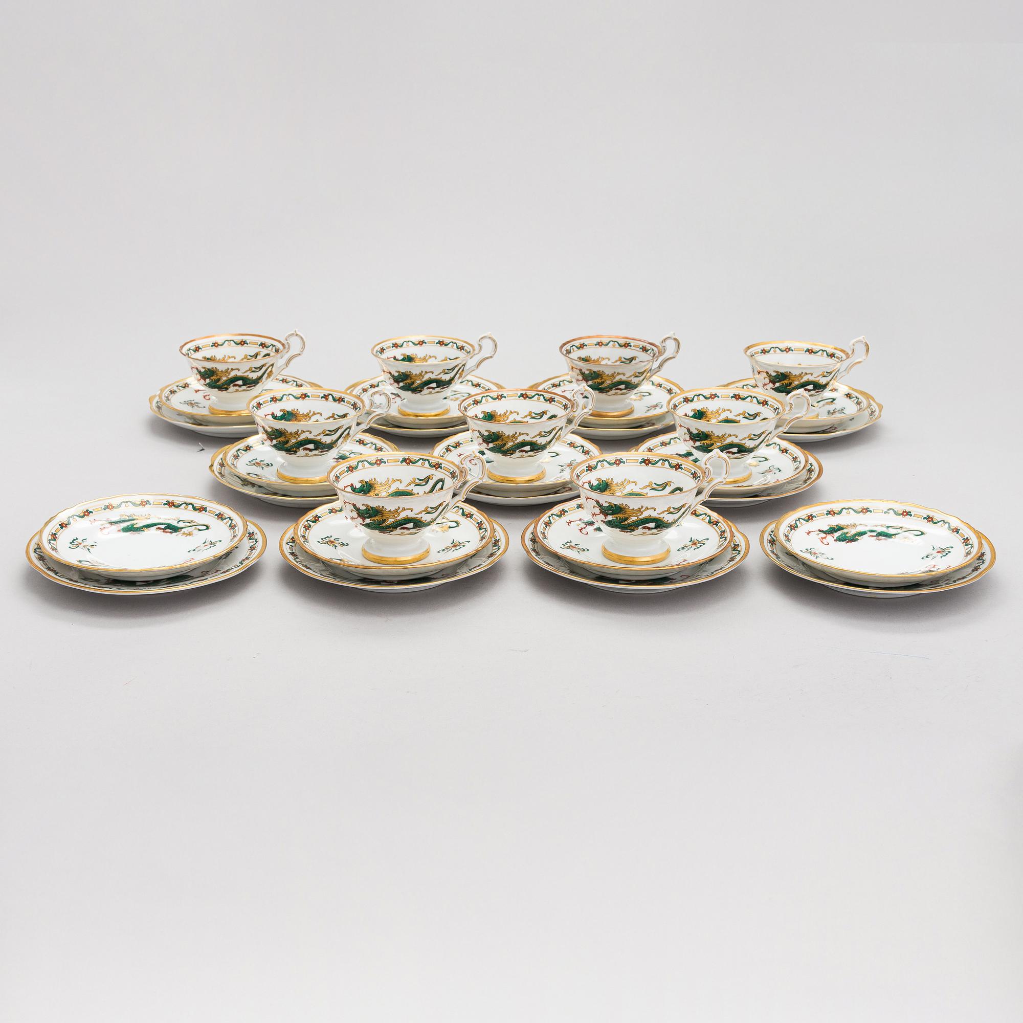 A ca 23-piece Dragon decorated coffee set, Arabia Finland 1920s-30s.