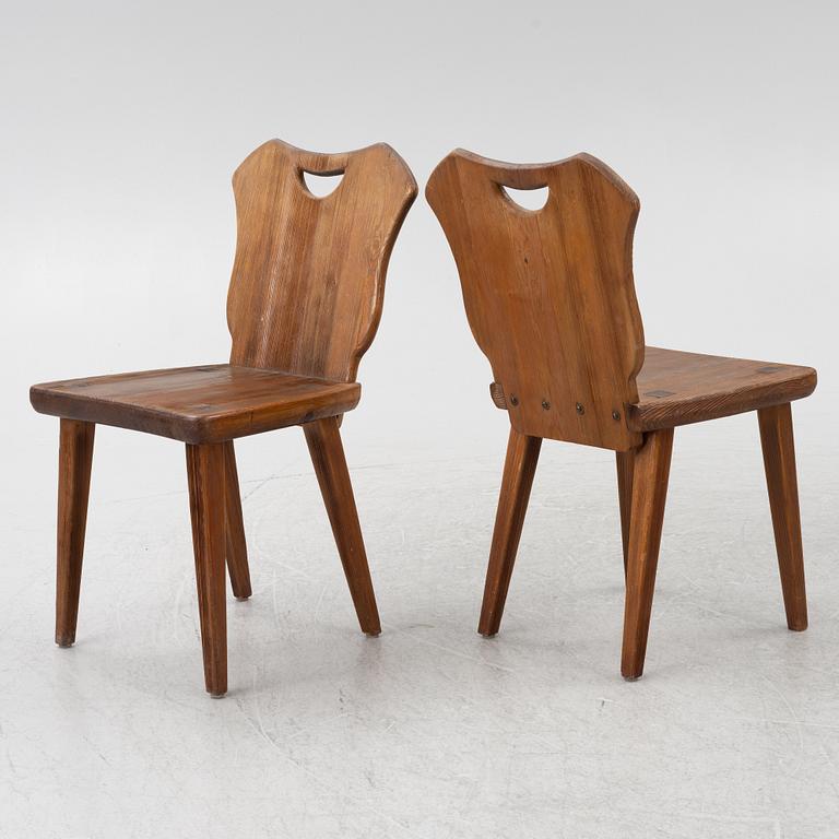 A set of four stained pine chairs, Sweden, 1930s-40s.