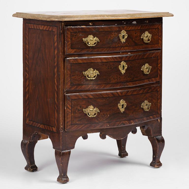 A Swedish late baroque faux bois commode, mid 18th century.