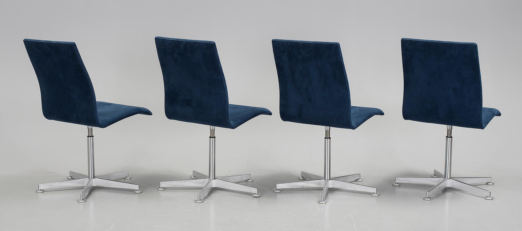 SKRIVBORDSSTOLAR, 4 st, "Oxford", Arne Jacobsen, Fritz Hansen, 1990/2000-tal.