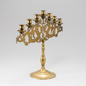 A BRASS CANDELABRUM, CA 1900.