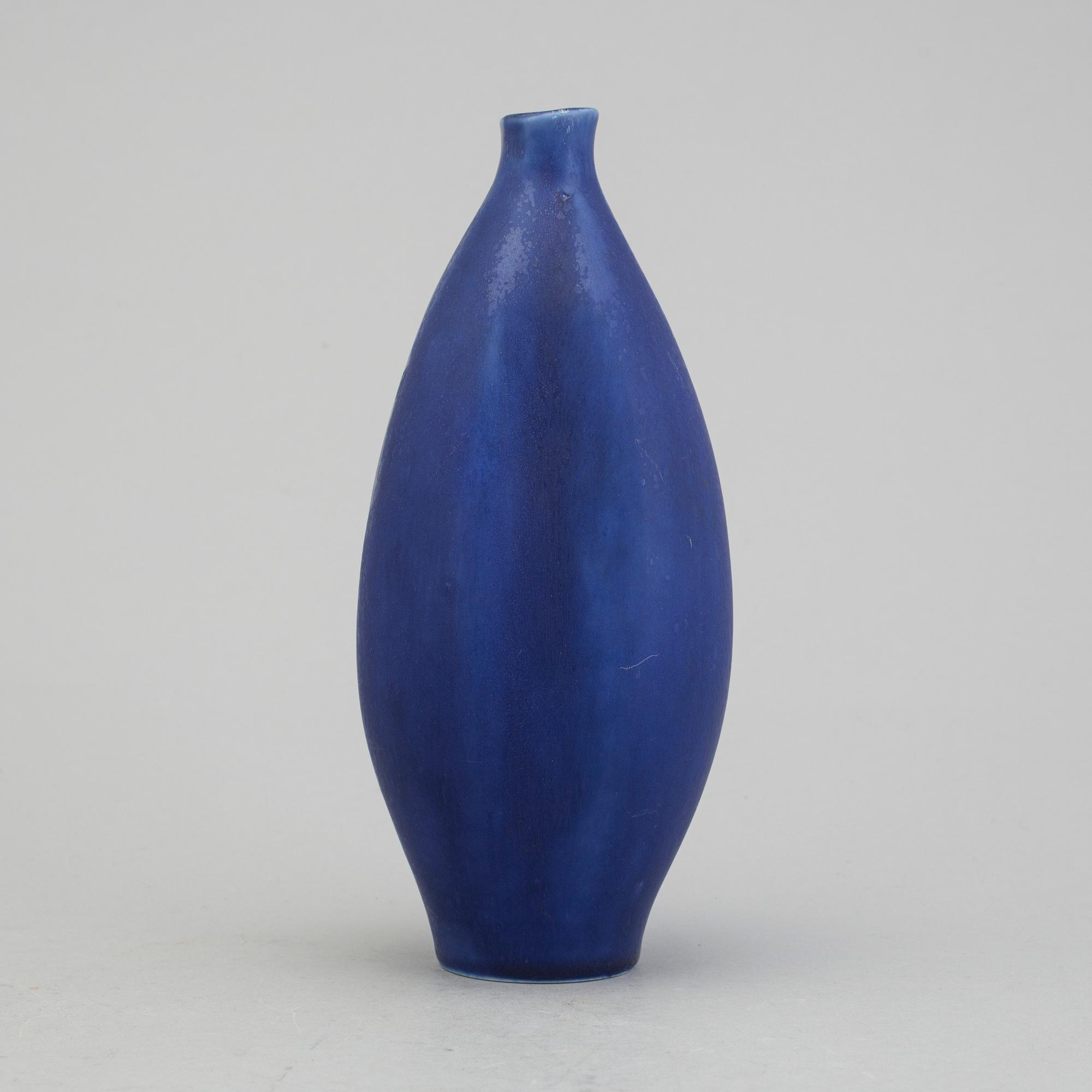 A blue vase by Carl Harry Stålhane for Rörstrand.