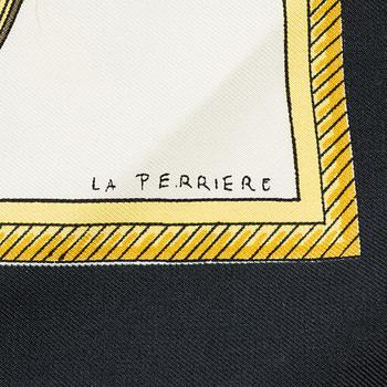 Hermès, a 'Les Voitures à Transformation' silk scarf.