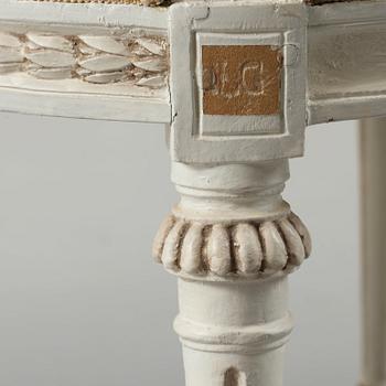 Eight (5+3) matched Gustavian late 18th century chairs.