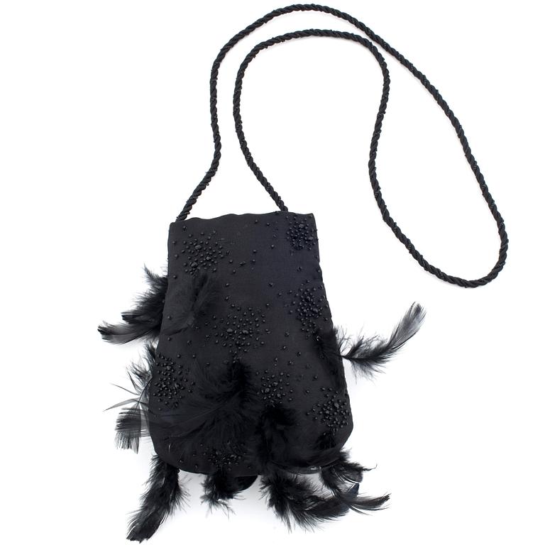 MAX MARA Pianoforte, a black satin embellished evening bag.