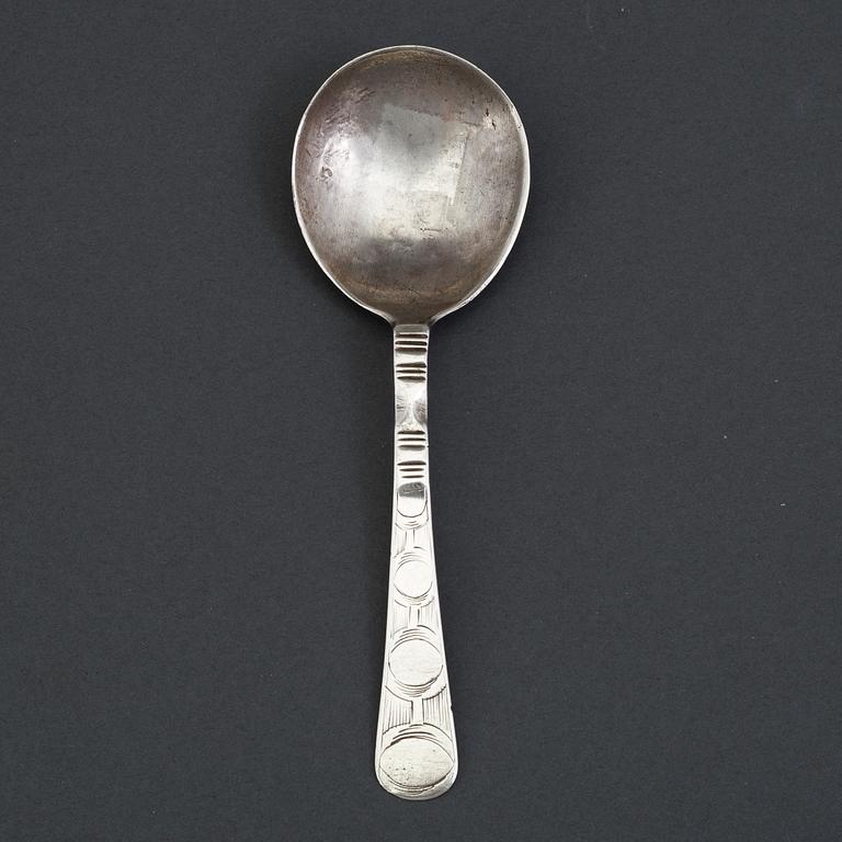 A Norwegian 17th century silver spoon.