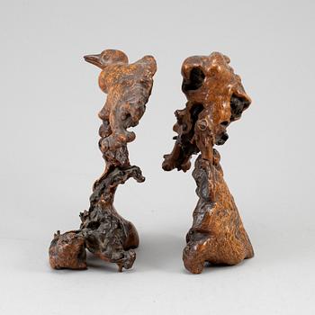 Two Chinese root sculptures, 20th century.