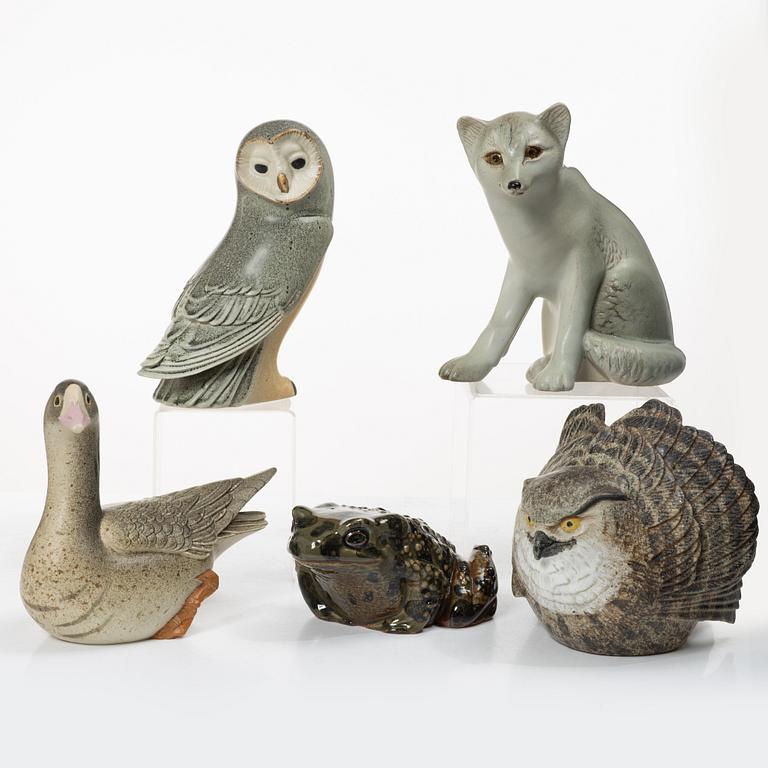 Paul Hoff, Figurines, 5 pieces, Gustavsberg for NK, Nordiska Kompaniet in collaboration with WWF.