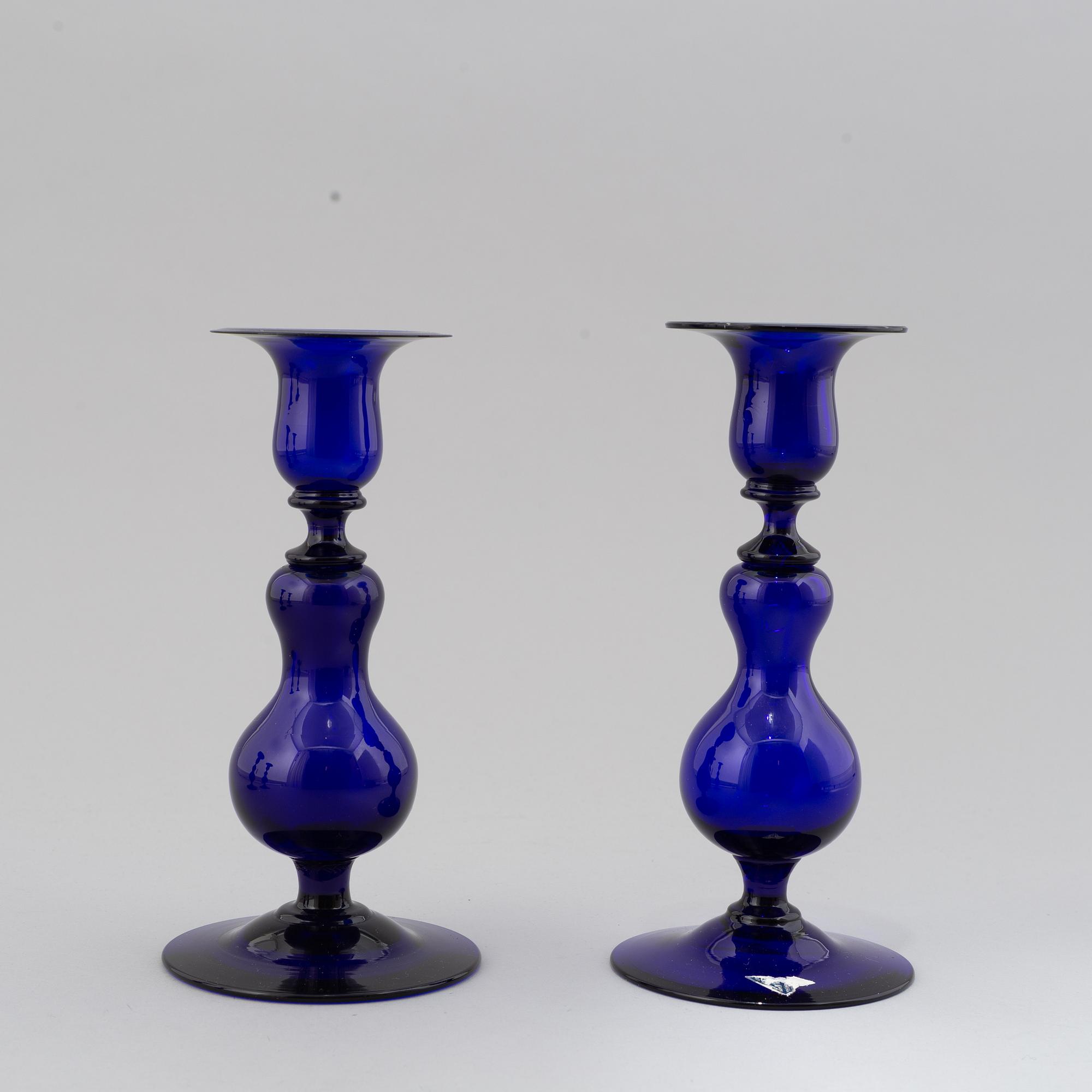 HUGO GEHLIN, a set of 4 glass candlesticks, Gullaskruf.