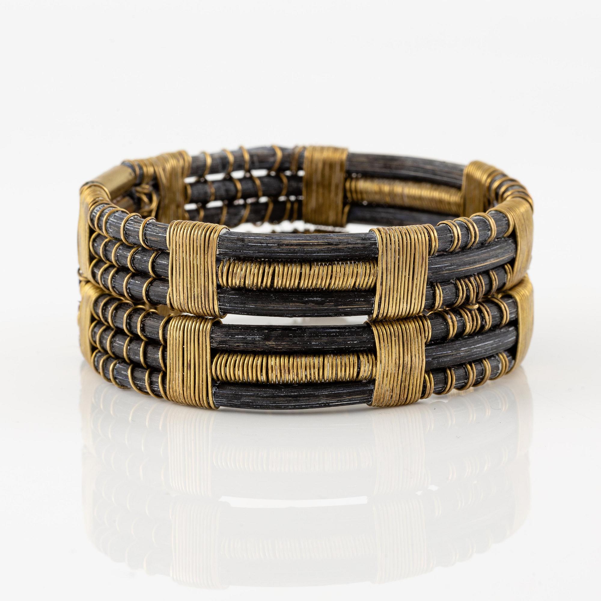 Vivianna Torun Bülow-Hübe, a bracelet, brass and rattan, Stockholm executed in her own workshop late 1940's.