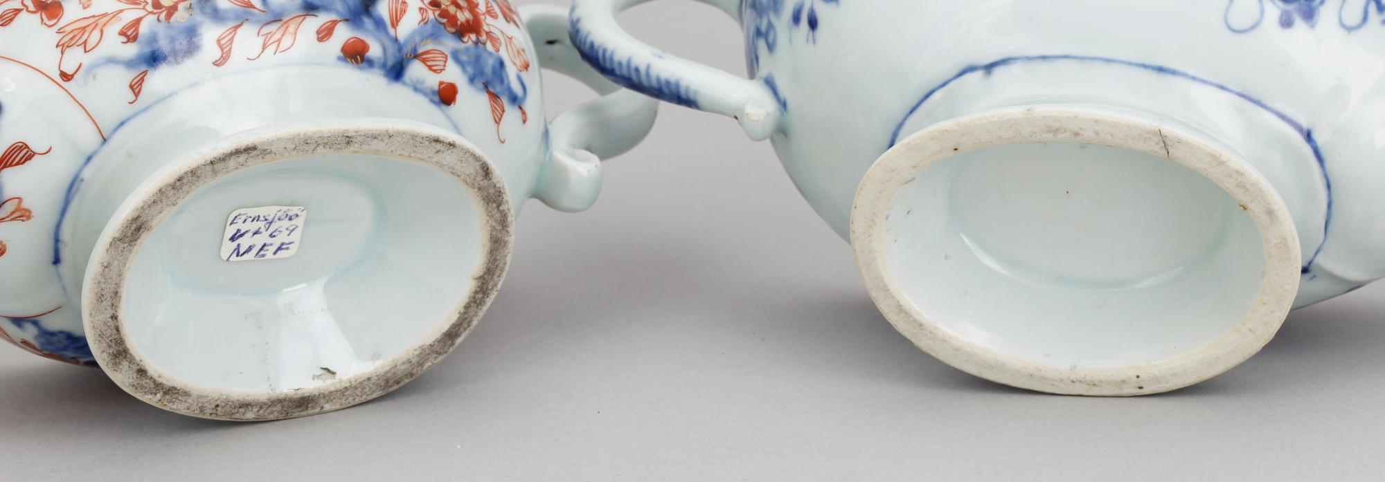 SÅSSNIPOR, 2 st, porslin, Qianlong, Kina 1700-tal.