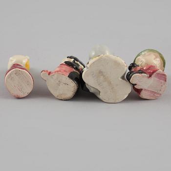 MUMINFIGURER, 4 st, porslin, Berit Ternell för Bobergs Fajansfabrik, Gävle, omkring 1900-talets mitt.