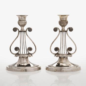 A pair of 19th-century silver candlesticks, maker's mark of Jacob Herman Lundström, Kuopio, 1823.