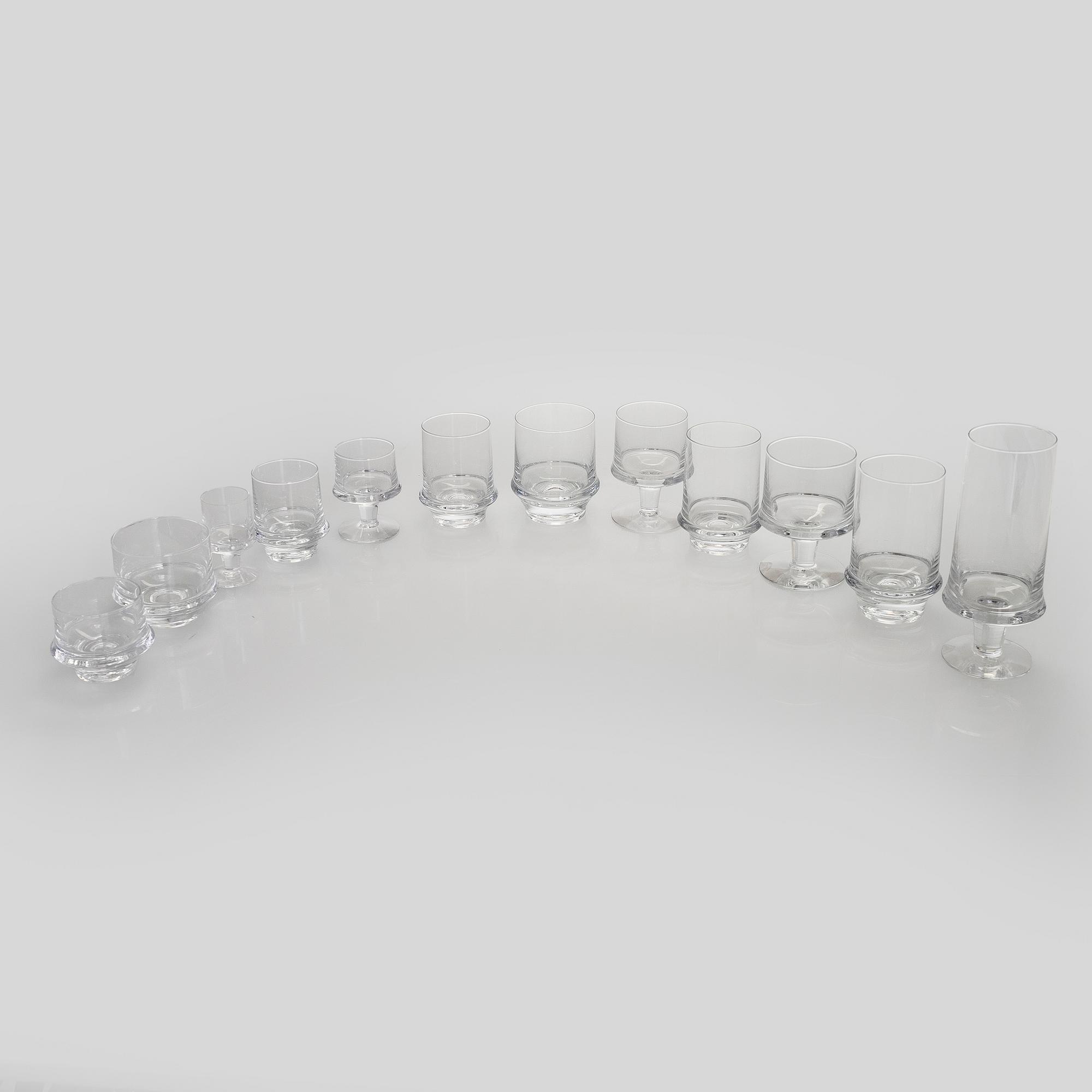 Tapio Wirkkala, A 211-piece glass service 'Marski', Iittala Finland.