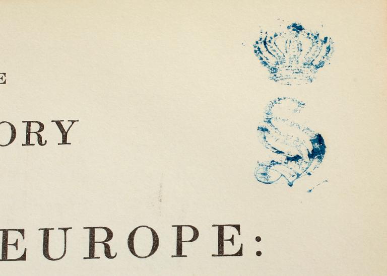 KUNGLIGT BOKVERK, DROTTNING SOPHIA AV SVERIGE, 4 volymer, The History of Modern Europe, 1-4, London 1842.
