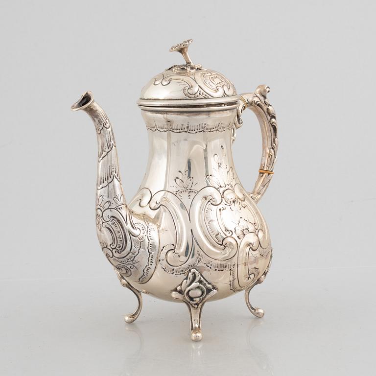 Coffee pot, silver, Rococo style, circa 1900.