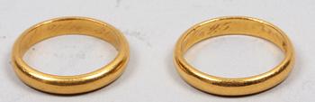 RINGAR, 2 st, 23K guld. Tot 13 g.
