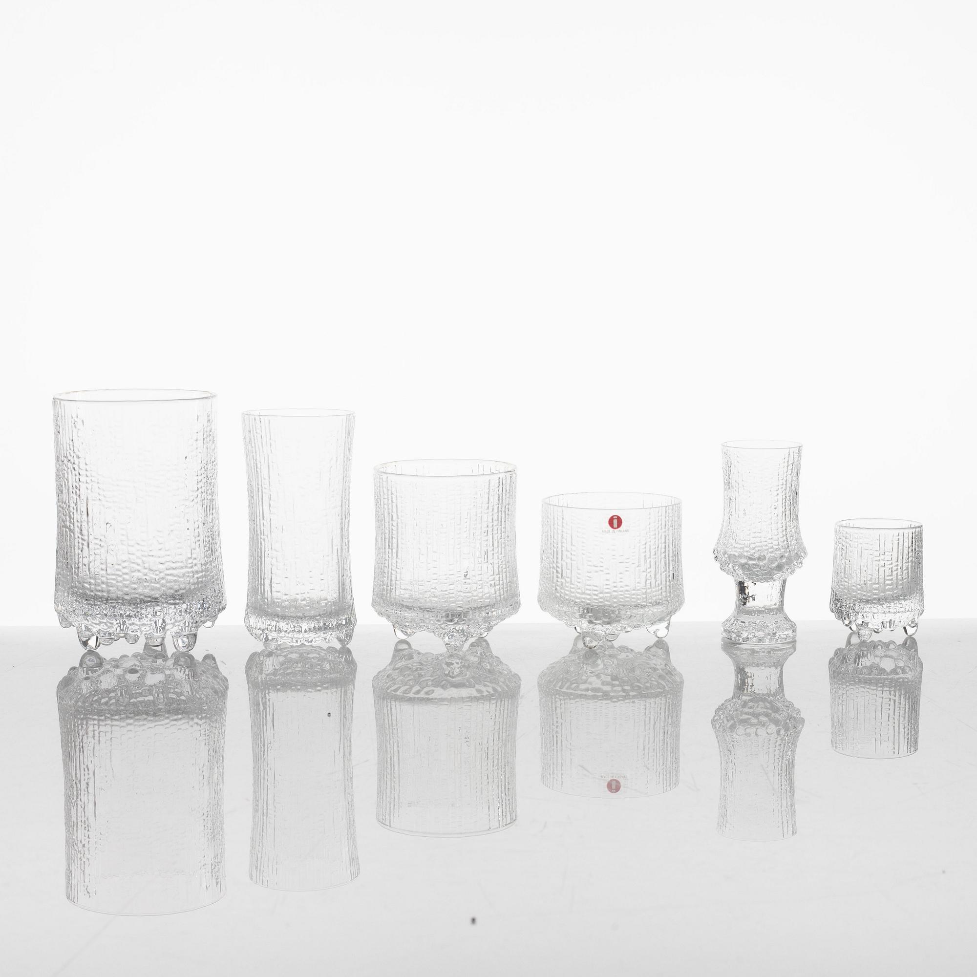 Tapio Wirkkala, servisdelar, glas, 60 delar,  "Ultima Thule", Iittala, 1900-talets andra hälft.