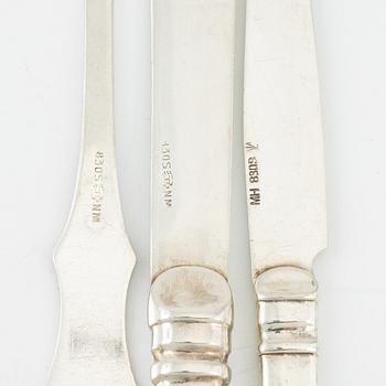 A Norwegian silver part cutlery, including mark of Magnus Aase, Bergen (22 pieces).