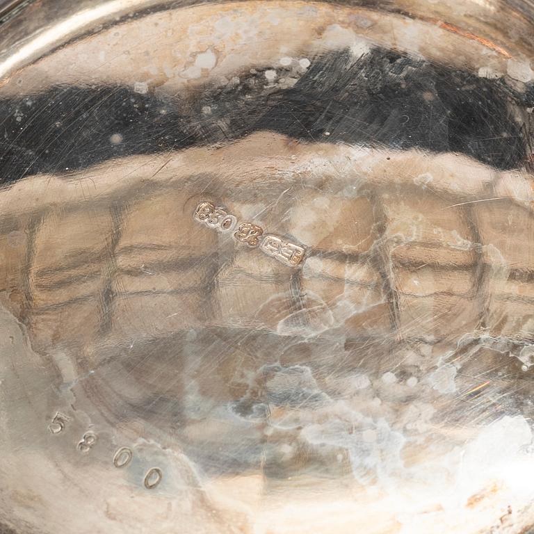 David Andersen, kaffekanna samt sockerskål, silver, Olso, Norge, omkring år 1900.