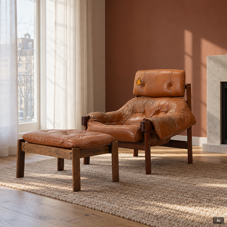 Percival Lafer, armchair with footstool, Lafer MP, Brazil, 1960s/70s.
