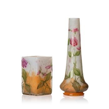 66. Daum Frères, a set of two Art Nouveau cameo glass vases, Nancy, France.