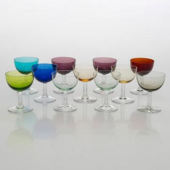 Saara Hopea, a set of eight liqueur glasses, model 1125, Nuutajärvi, Finland.