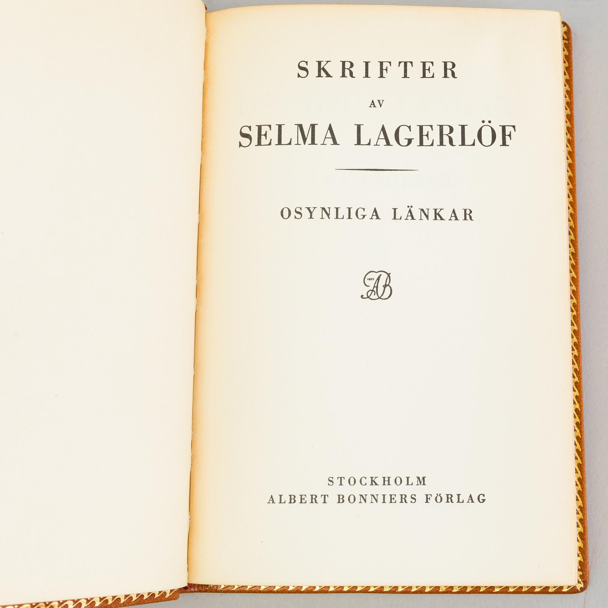 BÖCKER, 12 stycken, "Skrifter av Selma Lagerlöf", Albert Bonniers förlag 1940/50-tal.