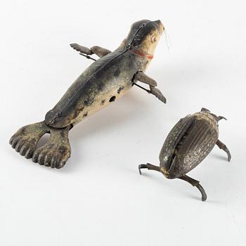 Lehmann, "Performing sea lion" and "Beetle", Germany, first half of the 20th century.