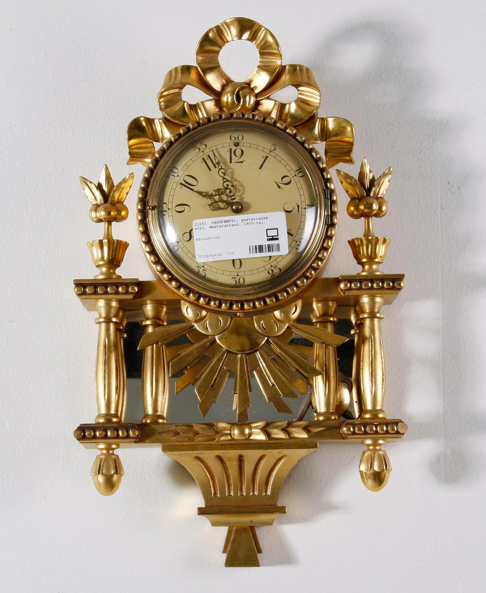 VÄGGPENDYL, gustaviansk stil, Westerstrand, 1900-tal.