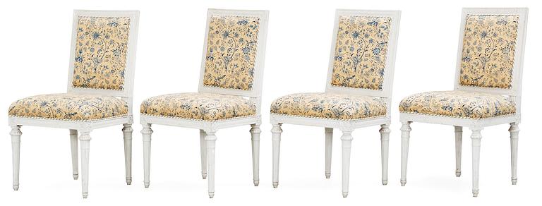 A set of four Gustavian chairs (three by E. Öhrmark and one by E. Ståhl).