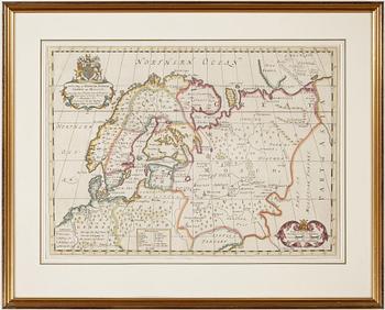 KARTA, delvis kolorerad, 1700-tal.