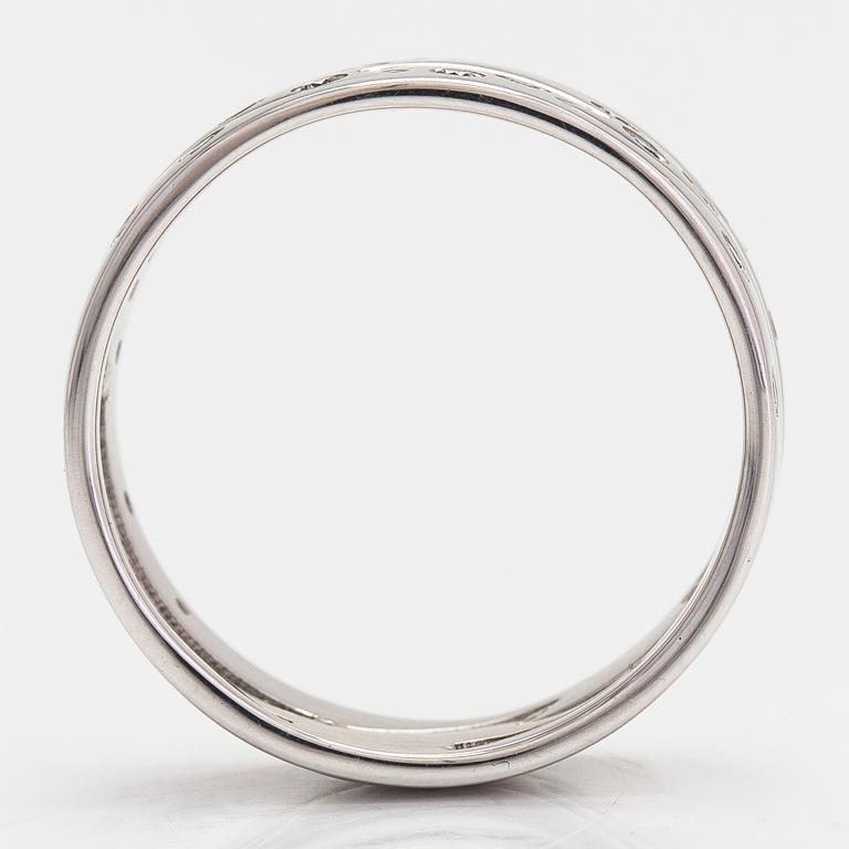 Georg Jensen, sormus, "Fusion", 18K valkokultaa ja timantteja yht. n. 0,18 ct.