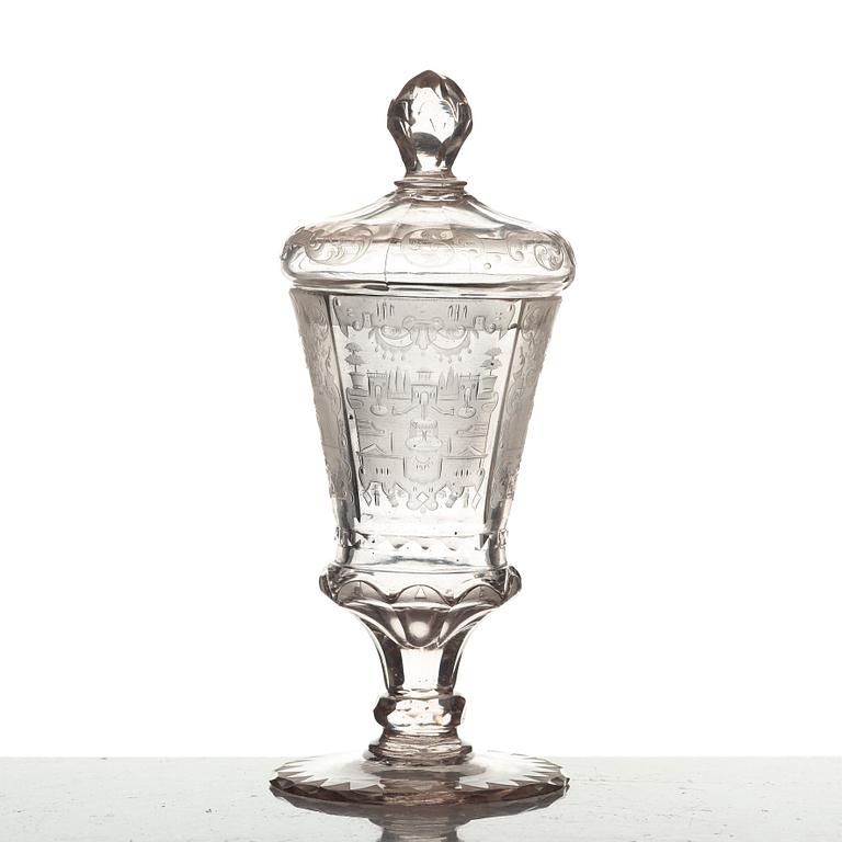 POKALGLAS Tyskland, troligen Potsdam, tidigt 1700-tal.