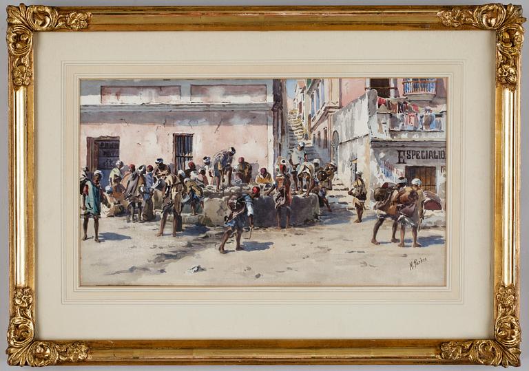 OKÄND KONSTNÄR, akvarell, omkring år 1900. Sign M. Parker.