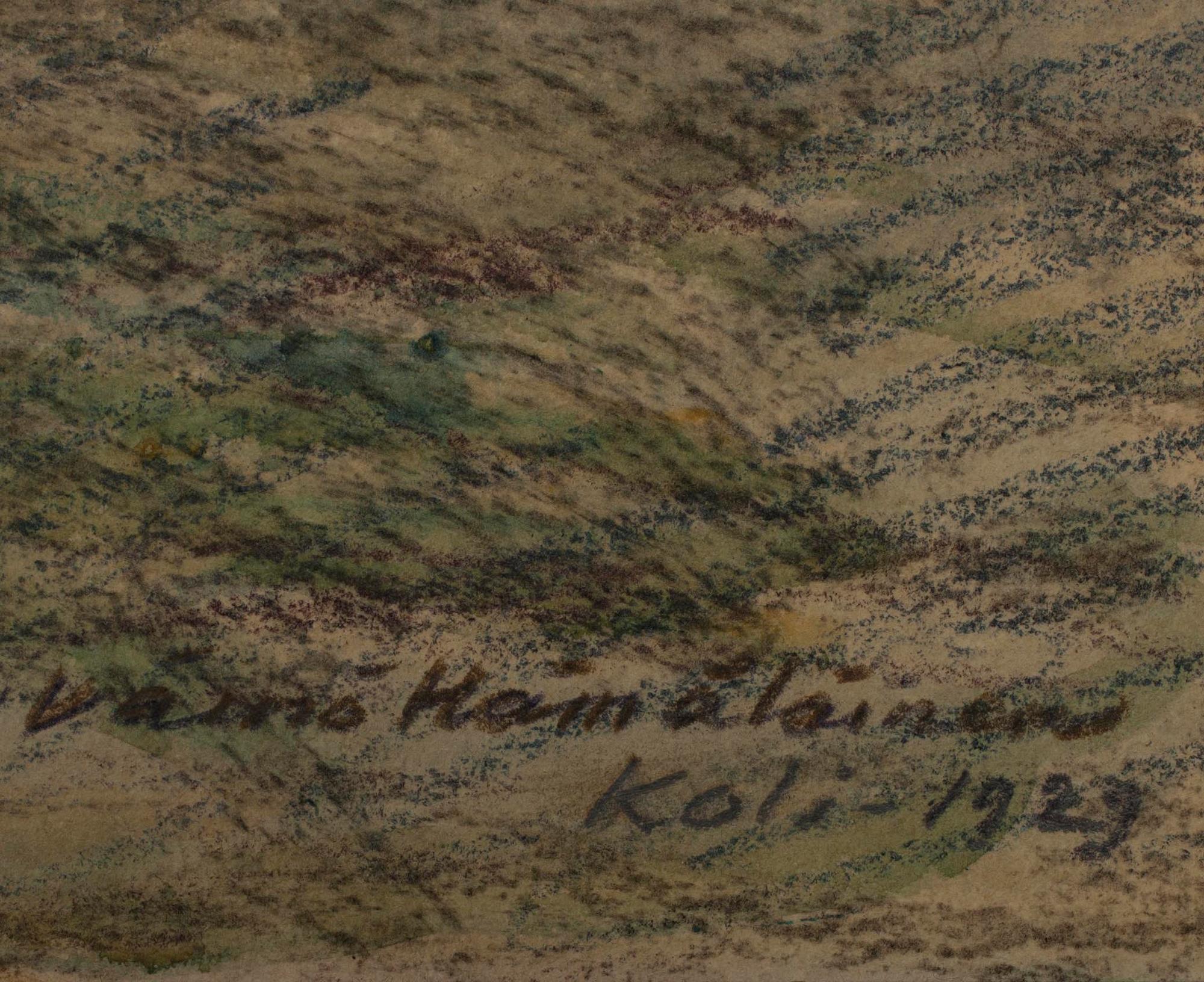 VÄINÖ HÄMÄLÄINEN, gouache samt färgpenna på pannå, sign. och dat. 1929.