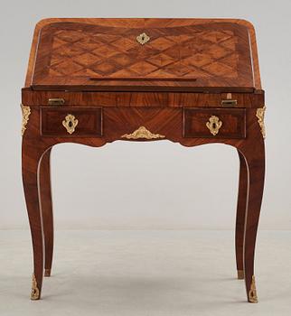 A Swedish Rococo 18th century secretaire in the manner of O Martin, master 1736.