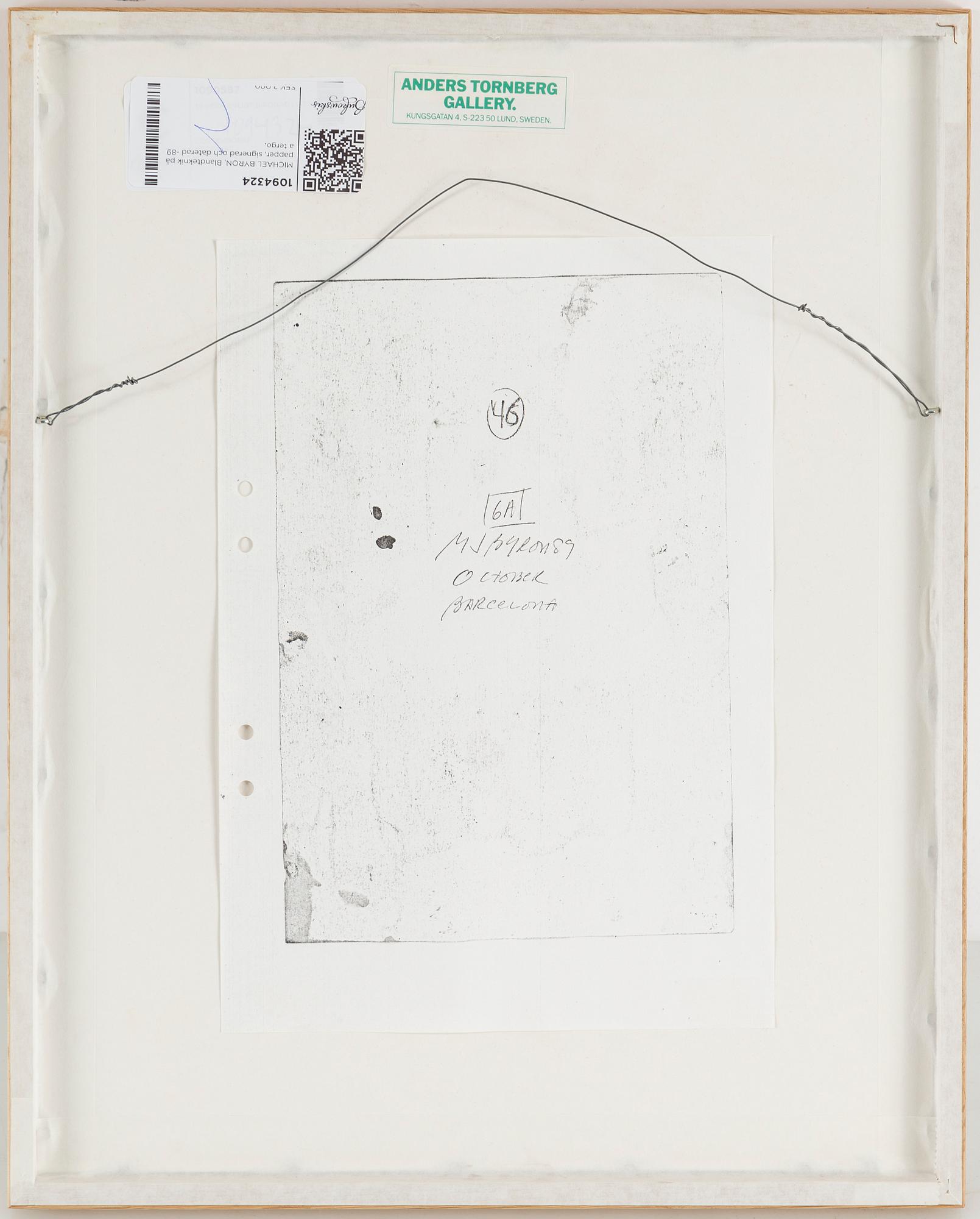 MICHAEL BYRON, Mixed media on paper, signed and dated -89 verso.