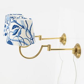 A pair of model 'V-30' brass wall lights, EWÅ, 1960's/70's.