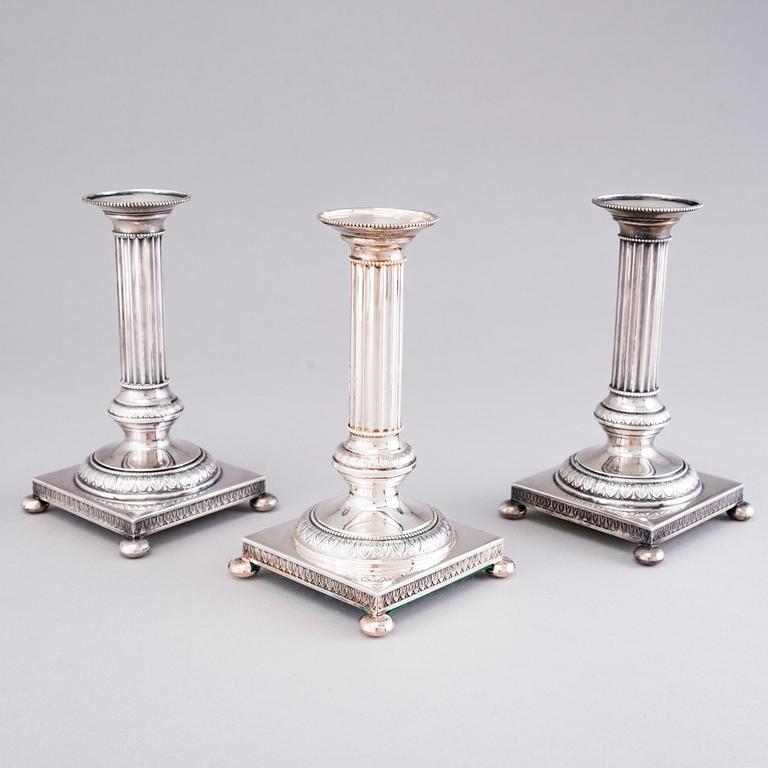 A set of three silver candlesticks, Kultateollisuus, Turku 1976 and 2001.