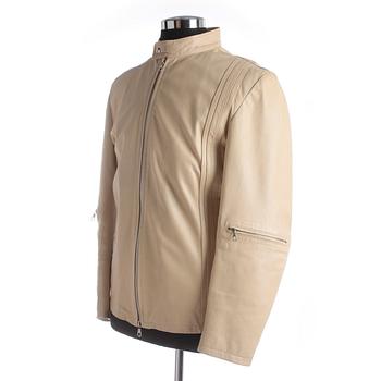 ALEXANDER MCQUEEN, a men's beige leather jacket.