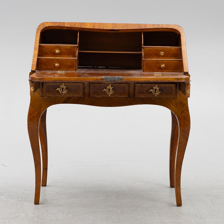 A Swedish rococo parquetry secretaire, Stockholm, later part 18th century.