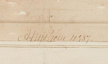 A architect drawing in watercolour by Axel Nyström (1793-1868).