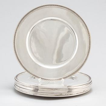 ATELIER BORGILA, undertallrikar, 10 st, sterlingsilver, Stockholm, 1946.