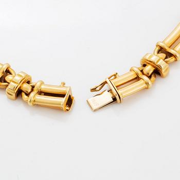 Collier, 18K guld med briljantslipade diamanter och safirer.