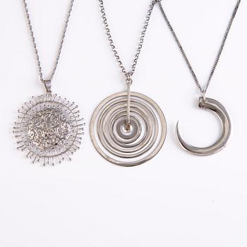 TAPIO WIRKKALA, Three Silver necklaces, marks of Kultakeskus.