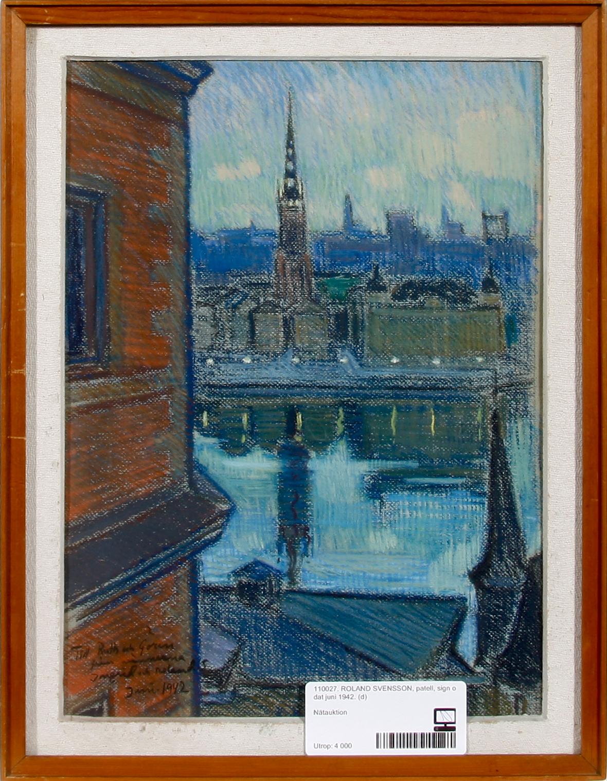 ROLAND SVENSSON, pastell, sign o dat juni 1942.