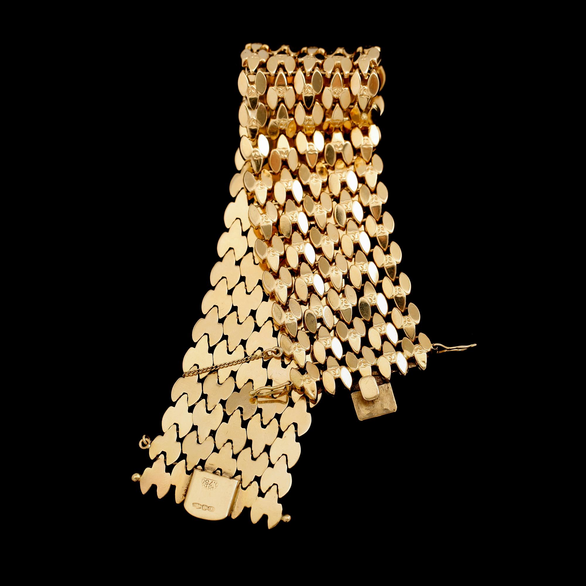 ARMBAND, 18 k guld, fantasilänk, vikt ca 55 g.
